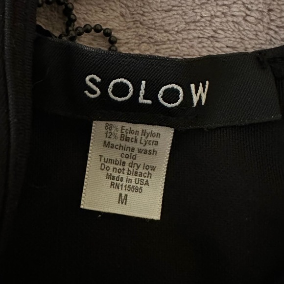Solow Sports Bra With Contrast Black Size Medium NWT Mesh Bra Vegan Leather - Picture 2 of 6
